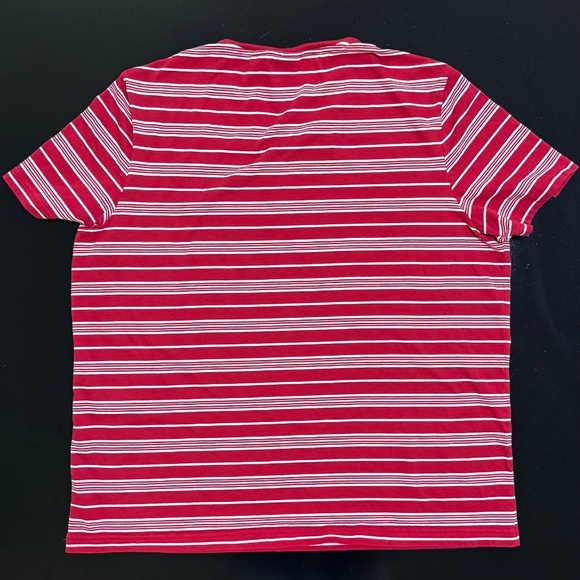 Lacoste V Neck T-Shirt - Size XXL - Red w/ White Stripes - Picture 3 of 3